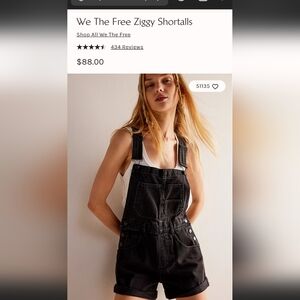 Free People Ziggy Black Denim Overalls Relaxed Fit
